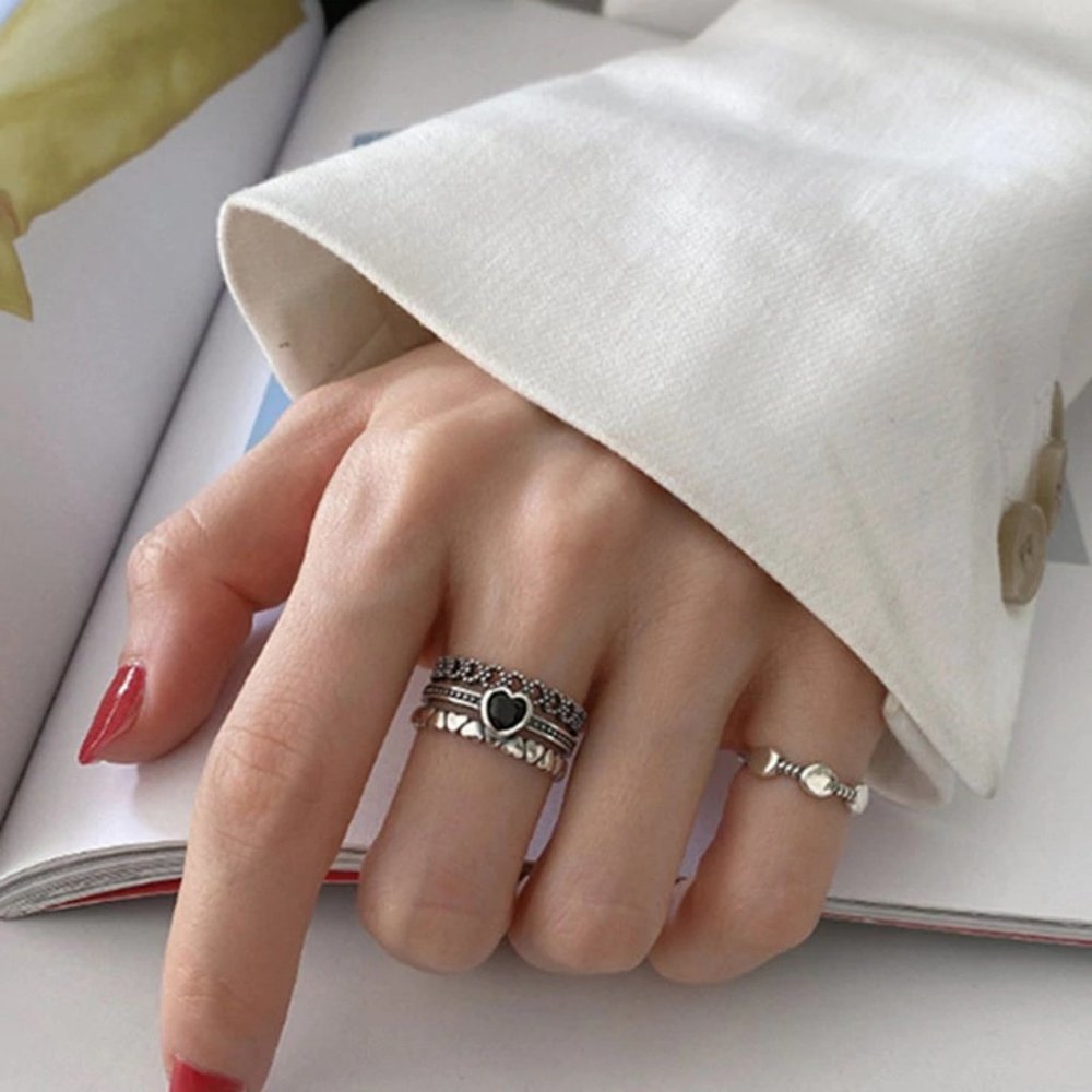 NEW 925 Sterling Silver Heart Adjustable Ring - Picture 2 of 3